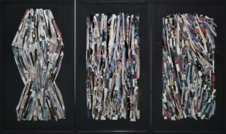 0081-Siegfried Cremer, "Bunte, glanzvolle Welt der Kunst - Kunst-Floss - Kunst-Strom", Triptychon, 3 teilige Collage von 1991/92, je gerahmt