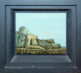 0082-Otfried H. Culmann, Bomarzo - "Der Schlaf der Riesin", Ölgemälde von 1975, gerahmt