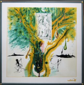 0083-Salvador Dalí, Surreale Szenerien, 2 große Seidentücher von 1989, galeriegerahmt, mit Zertifikat