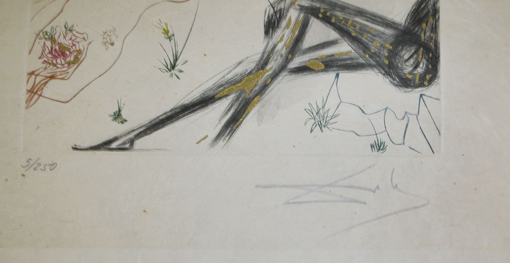 0085-Salvador Dalí, 2 signierte Farbradierungen mit Pochoir und Goldauflage aus: "Das Hohe Lied des Salomon" 1971 - Image 4