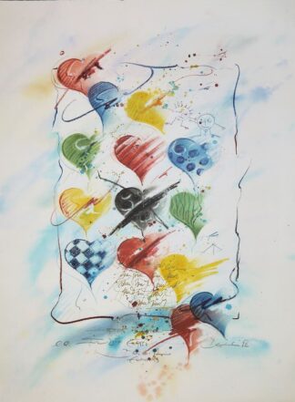 0098-Edmond Dembinski, Verträumte Kompositionen, 2 Aquarelle und eine Farblithographie von 1989/92