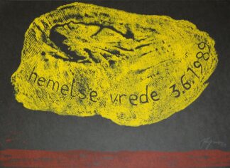 0116-Felix Droese, "Hemelse vrede 3.6.1989" und "Lockvogel", Farbholzschnitt und Radierung, signiert