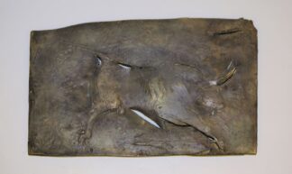 0117-Thomas Duttenhoefer, "Stier", Bronzerelief, 1997 & 3 x Stier und einmal Paar, Mischtechnik u. 3 Aquarelle, einmal gerahmt, 1986-92, mit Ausstellungskatalog "Bischof und Stier", 1997