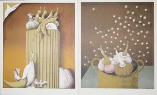 0118-W.P. Eberhard Eggers, Stillleben mit Kürbissen, Feigen und Blumen, 4 signierte Farblithographien von 1975-78