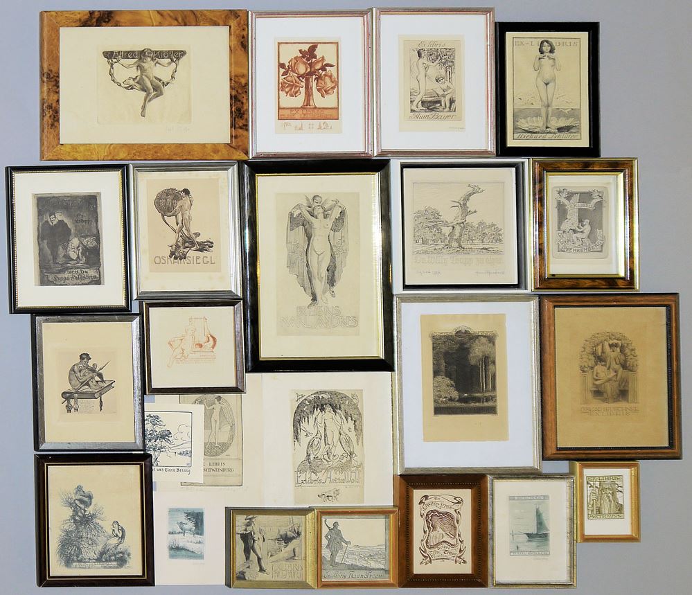 0125-Ex-Libris: Konvolut von 26 Graphiken, meist signiert und gerahmt – Bild 2