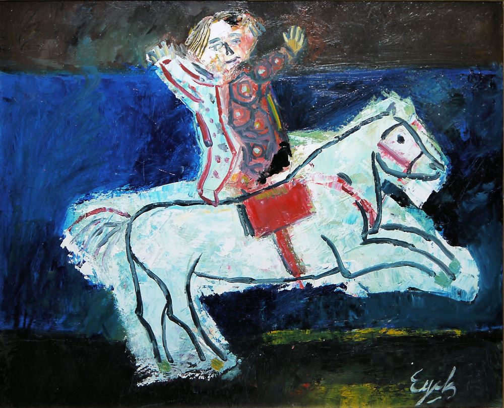 0127-Charles Hubert Eyck, Zirkusreiter, Ölgemälde 1950/60er Jahre, original gerahmt – Bild 3