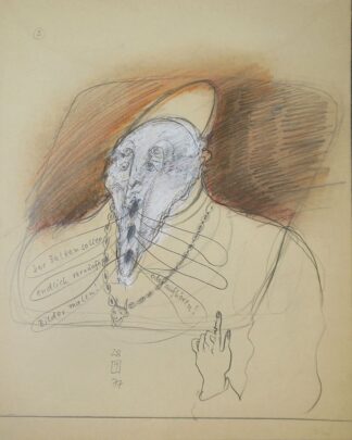 0128-Herbert Falken, "Hommage à Bacon", Papst, Zeichnung von 1977