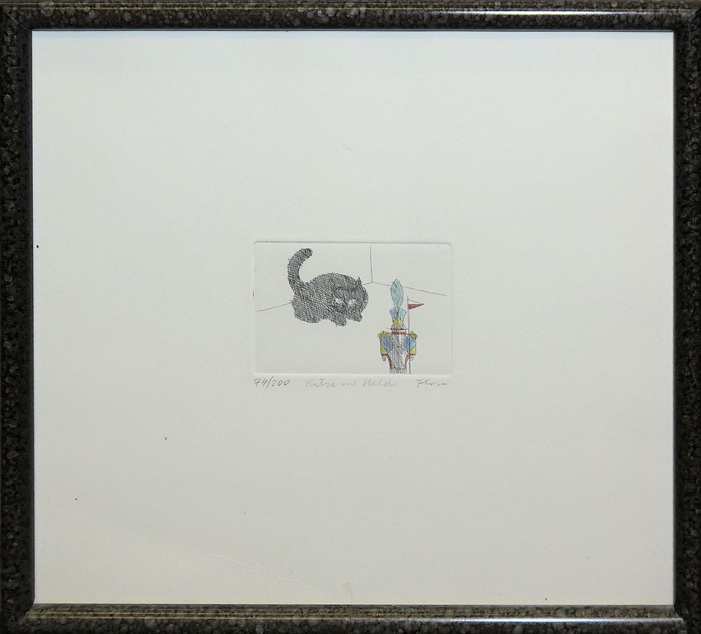 0138-Paul Flora, " Zwei Bajazzi", "Tango Notturno", "Carnevale Veneziano", "Venezianische Tristezza", 4 sign. Radierungen & 5 Offset-Lithographien von 1980-92, gerahmt – Bild 7
