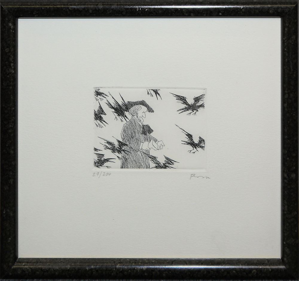 0138-Paul Flora, " Zwei Bajazzi", "Tango Notturno", "Carnevale Veneziano", "Venezianische Tristezza", 4 sign. Radierungen & 5 Offset-Lithographien von 1980-92, gerahmt – Bild 8