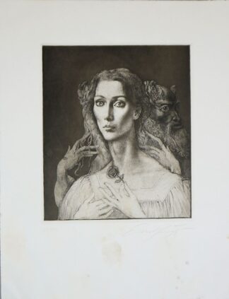 0141-Ernst Fuchs, Cosima, Christine Kaufmann und Ausstellungsplakat Galerie Gmurzynska, 3 signierten Graphiken