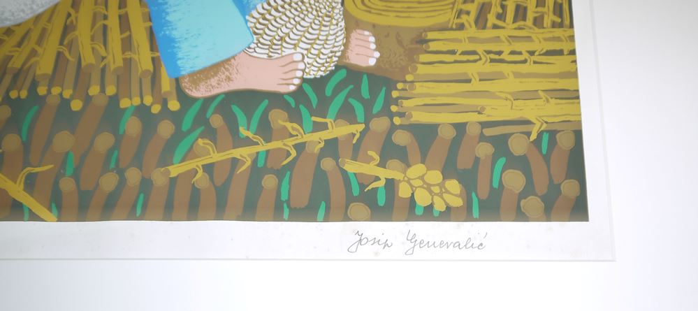 0158-Josip Generalić, Liebe auf dem Feld, große sign. Farblithographie in kleiner Auflage – Bild 2