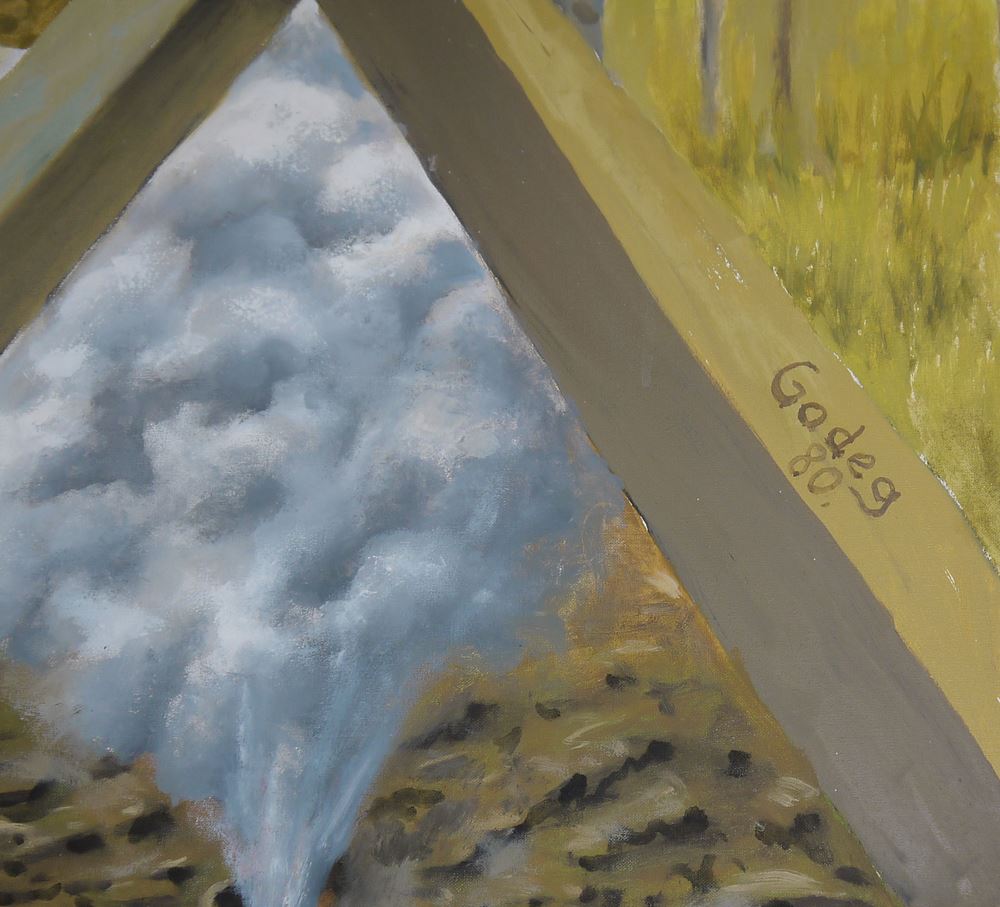 0165-Karl Godeg, "Hommage à Magritte", großes surreales Ölgemälde von 1980 - Image 2