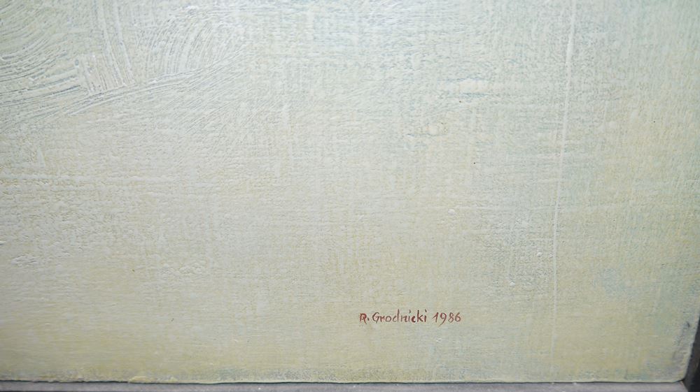 0174-Ryszard Grodnicki, Landschaft, großes Ölgemälde von 1986, gerahmt – Bild 2