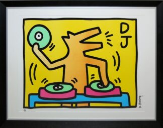 0182-Keith Haring, Untitled (DJ), große Farblithographie, galeriegerahmt