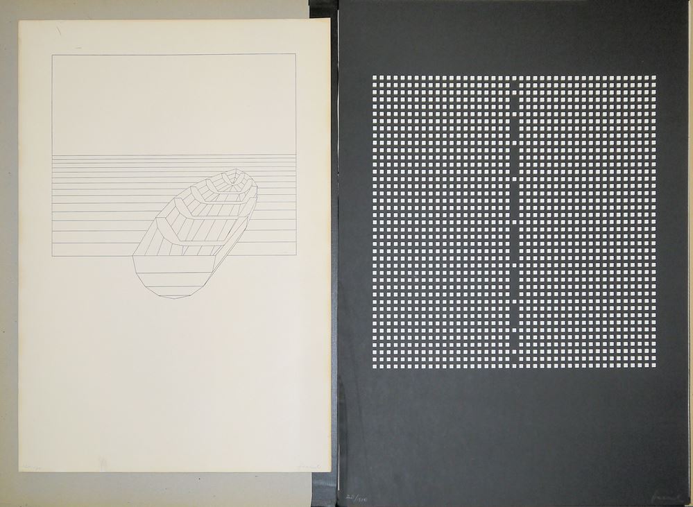 0192-Erwin Heerich, Klaus Staeck- Mappe "Ohne Titel" von 1975 mit 6 sign. "konkreten" Lithographien sowie ein sign. Einzelblatt aus der Werkreihe "Isometrien", 1960er Jahre - Image 4