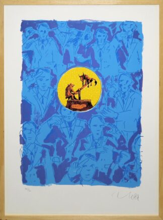 0208-Jörg Immendorff, "Bourse" (Börse), signiert Farbsiebdruck von 1999, gerahmt