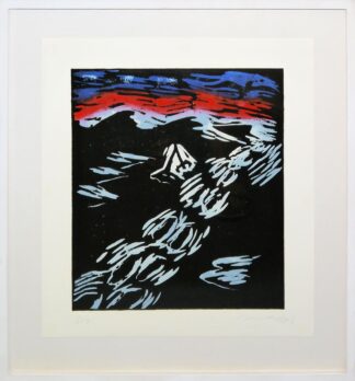 0209-Jörg Immendorff, Ohne Titel, signierter Farblinolschnitt von 1987, gerahmt