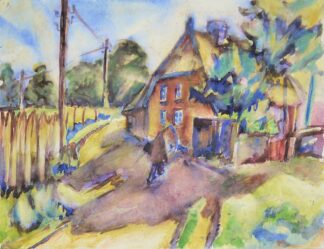 0213-Franz M. Jansen, "Dorf mit heimkehrendem Bauer", Aquarell, signiert