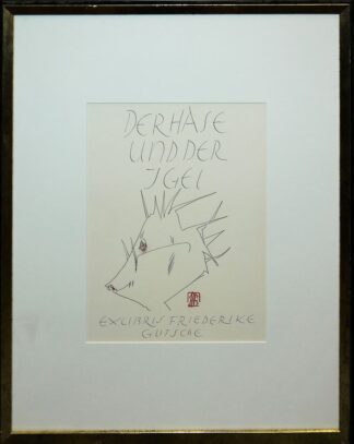 0214-Horst Janssen, "Der Hase und der Igel", monogrammierte Zeichnung von 1973