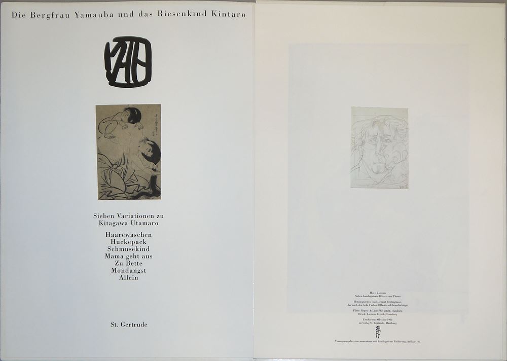 0215-Horst Janssen, "Utamaro", Mappe mit 7 handsignierten Farboffsetlithographien von 1988 – Bild 2