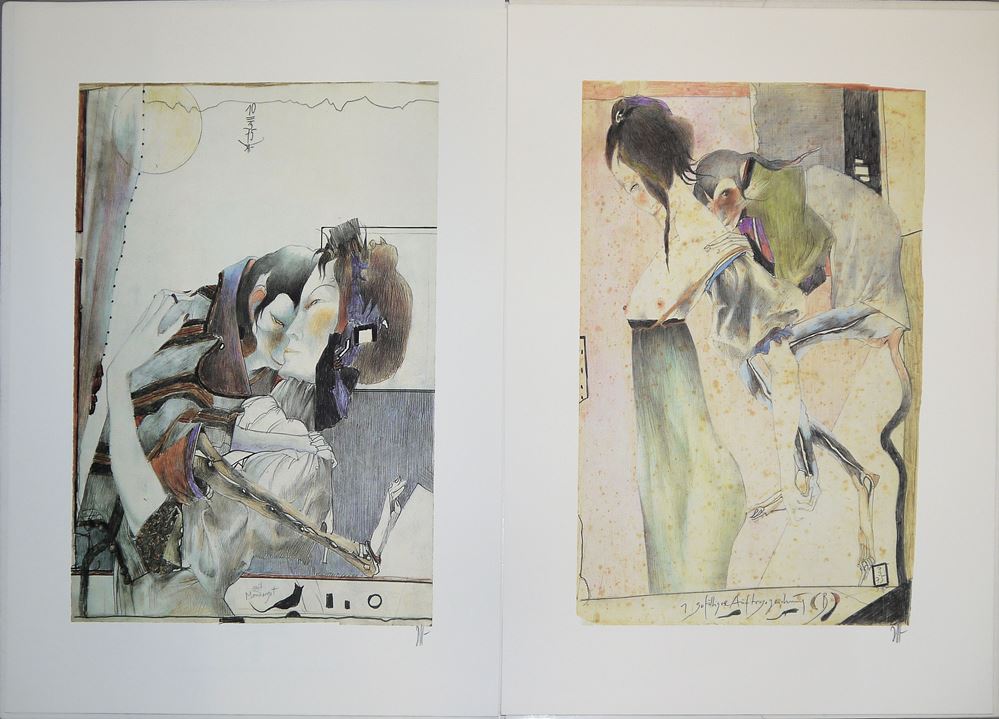 0215-Horst Janssen, "Utamaro", Mappe mit 7 handsignierten Farboffsetlithographien von 1988 – Bild 3