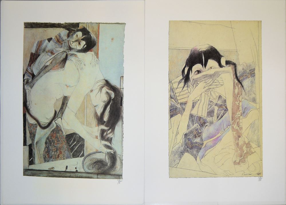 0215-Horst Janssen, "Utamaro", Mappe mit 7 handsignierten Farboffsetlithographien von 1988 – Bild 5