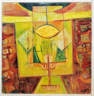 0217-Kleiner Sammlungsnachlass Fritz Jarchow: Interieur, Ölgemälde von 1964 / "Alte Uhr", Mischtechnik von 1965 und Figuren, Tuschezeichnung von 1974