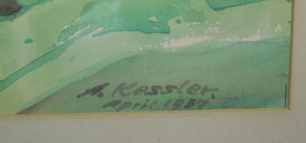 0228-Adolf Kessler, Godramstein, großes Aquarell, gerahmt – Bild 2