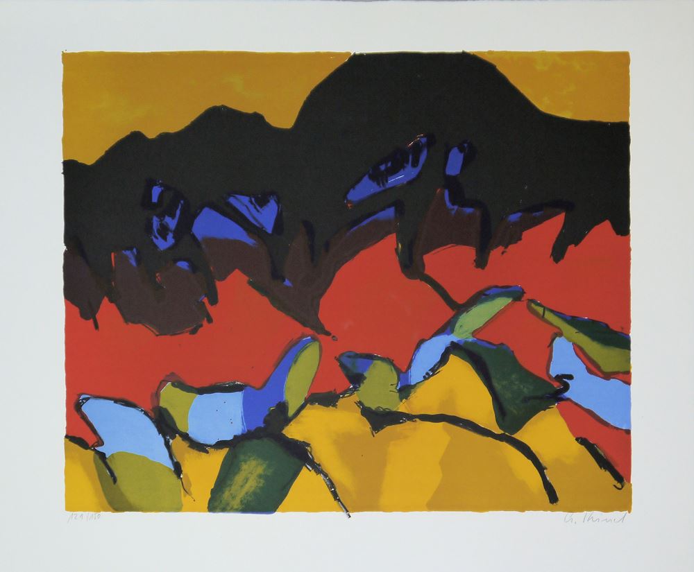 0252-Gernot Kissel, Porträt, Akt und Landschaft, 3 signierte Farblithographien – Bild 3