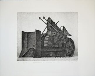 0253-Konrad Klapheck, Planierraupe (Splendeur et misère des réformes), signierte Radierung von 1976/77