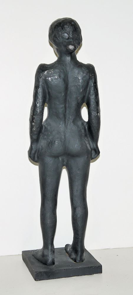 0256-Bildhauer der Klassischen Moderne, Stehender Frauenakt, schwarz patinierte, große Eisenguss- Plastik – Bild 2