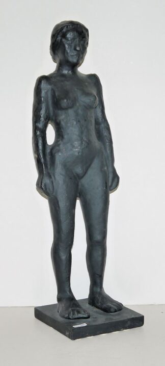 0256-Bildhauer der Klassischen Moderne, Stehender Frauenakt, schwarz patinierte, große Eisenguss- Plastik