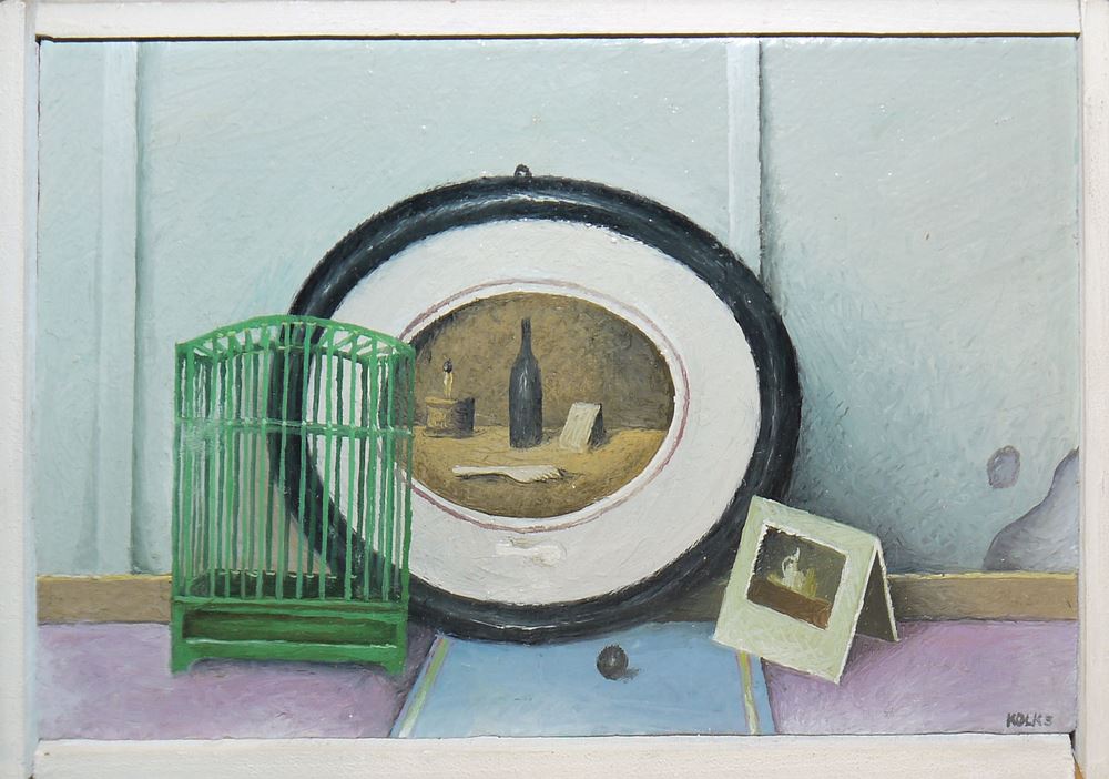 0263-Wolfgang Kolks, "Seegefecht" und "Mit Ovalbild", 2 Ölgemälde – Bild 3