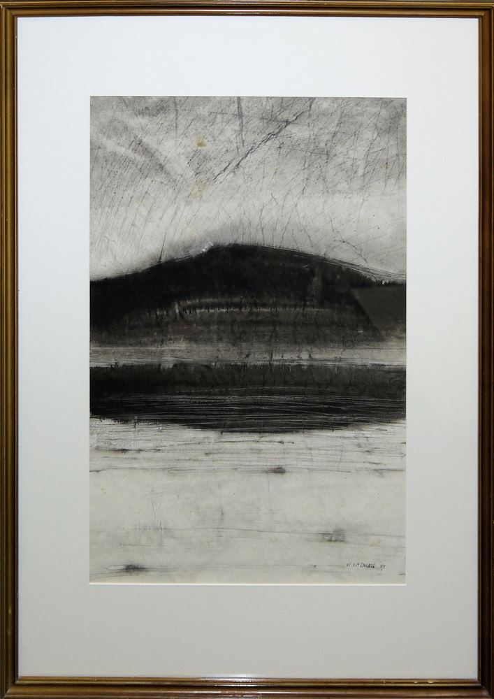 0272-Wlodzimierz Lajming, Landschaft und Abstrakte Komposition, Tuschezeichnung und Ölgemälde, gerahmt – Bild 3