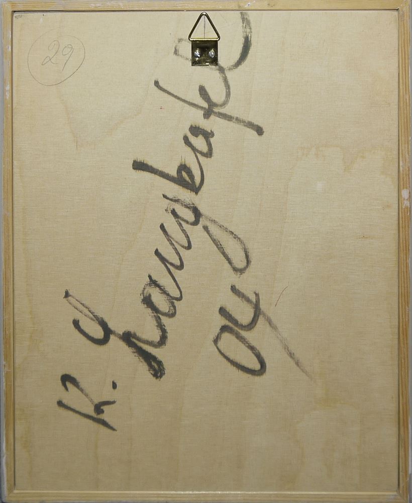 0277-Klaus Langkafel, Stillleben mit Feder und Polaroidfoto, fotorealistisches Ölgemälde, im Kastenrahmen – Bild 2