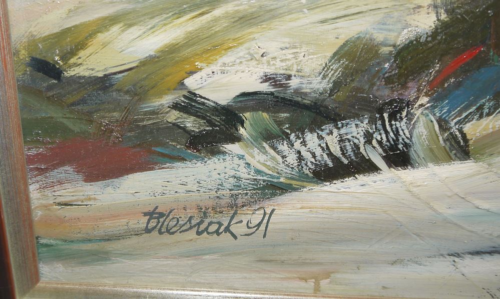 0281-Bozena Lesiak, "Snieg II" (Schnee), Ölgemälde von 1991, gerahmt – Bild 2