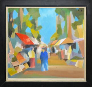 0286-Werner Lichtner-Aix, "Marché", größeres Ölgemälde von 1971, gerahmt