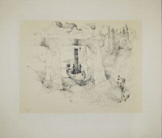 0290-Roger Loewig, "Der Fluss liefs uns um sein leeres Bett zurück", Federzeichnung von 1965