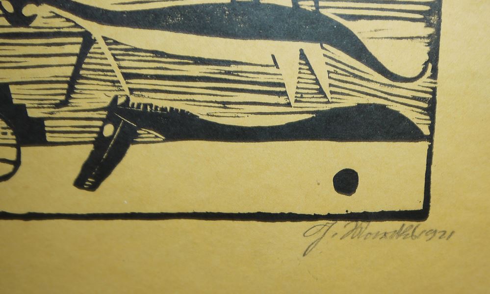0297-Gerhard Marcks, "Mondnacht", sign. Holzschnitt von 1921, gerahmt – Bild 3