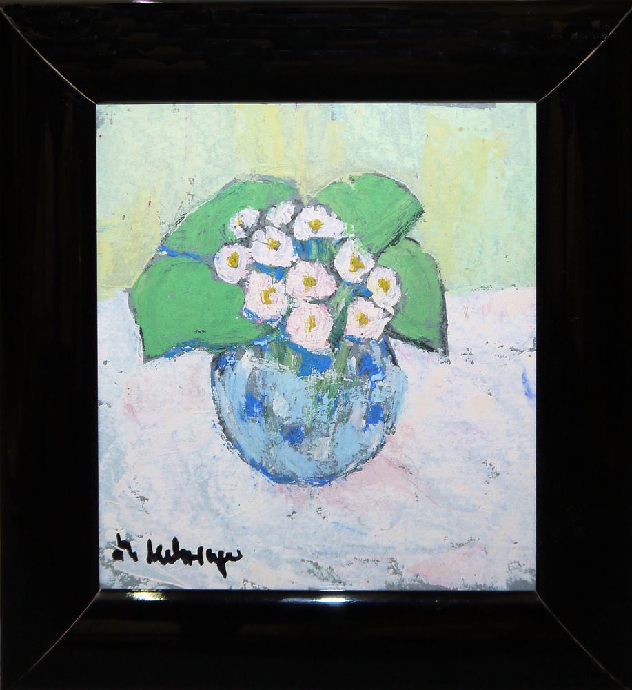 0301-Helga Mehringer, 3 Blumenstillleben, sign. Gouachen, gerahmt – Bild 2