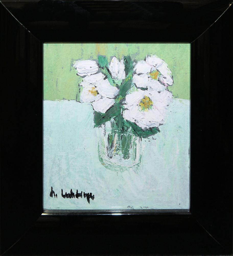 0301-Helga Mehringer, 3 Blumenstillleben, sign. Gouachen, gerahmt – Bild 3
