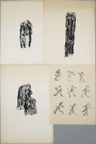 0305-Henri Michaux, Figuren, Kopf und Abstraktes, 4 signierte Lithographien