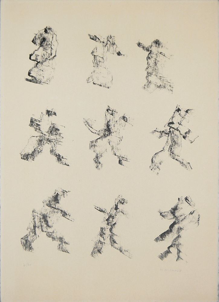 0305-Henri Michaux, Figuren, Kopf und Abstraktes, 4 signierte Lithographien - Image 5