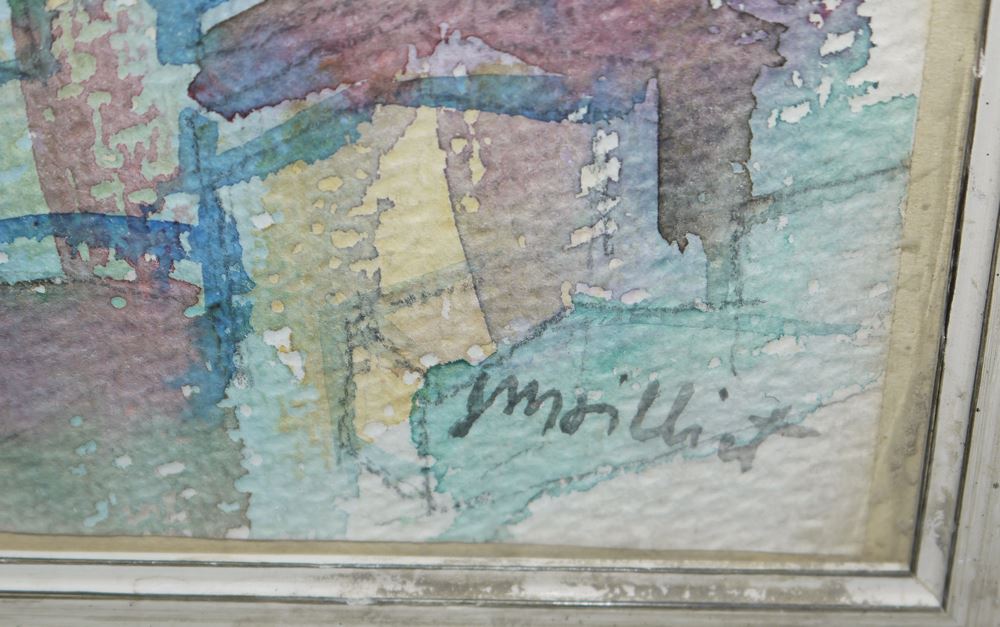 0309-Louis René Moilliet, Nordafrikanische Stadt mit Sonnengott Ra, Aquarell, gerahmt - Image 2