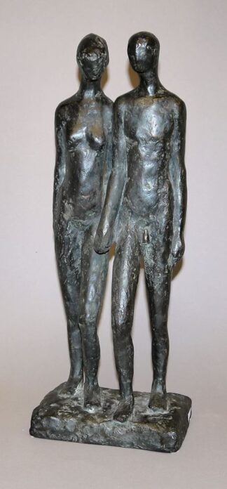 0311-AB Monogrammist:in, Weiblicher & männlicher Akt stehend, Bronzeplastik der Klassischen Moderne (48cm)