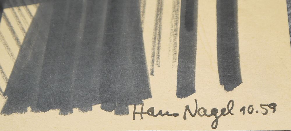 0320-Hans Nagel, Abstrakte Komposition, signierte Tuschezeichnung von 1959 - Image 2