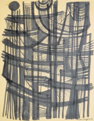 0320-Hans Nagel, Abstrakte Komposition, signierte Tuschezeichnung von 1959