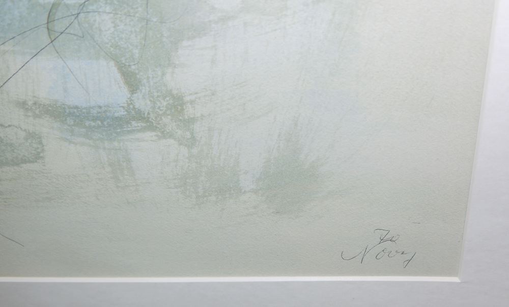 0330-Heinz Nowag, "Grasgeist im Steppenwind", große Mischtechnik von 1970, in ansprechender Galerierahmung - Image 3