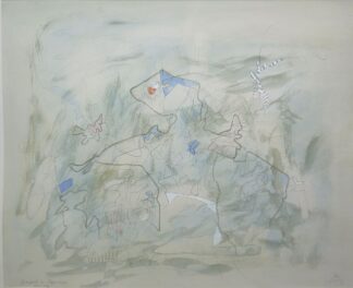 0330-Heinz Nowag, "Grasgeist im Steppenwind", große Mischtechnik von 1970, in ansprechender Galerierahmung