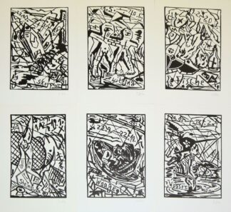 0333-Albert Oehlen und Werner Büttner (Neuen Wilden), Tierkreiszeichen, 6 Farboffsetlithographien von 1985 und 6 Linolschnitte von 1984, alle signiert